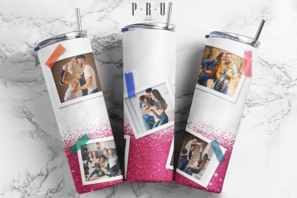 20oz Skinny Tumbler Polaroid on Glitter