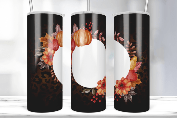 Autumn Fall Pumpkin Leopard Tumbler Wrap