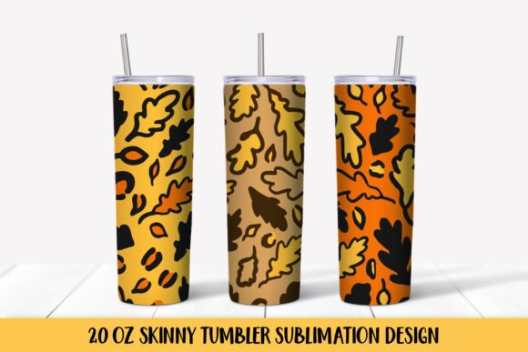 Autumn Oak Leaves Leopard Print Tumbler