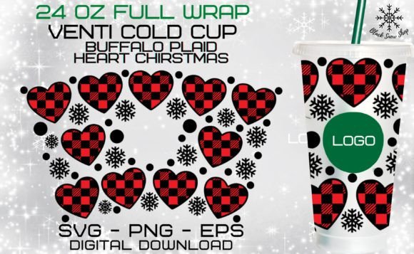 Buffalo Plaid Heart Christmas Wrap Cup