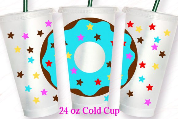 Donut Blue 24OZ Cold Cup Wrap Cake Art