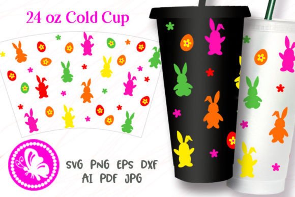 Easter Bunny Eggs 24oz Cold Cup Wrap