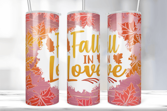 Fall in Love, Autumn Leaves Tumbler Wrap