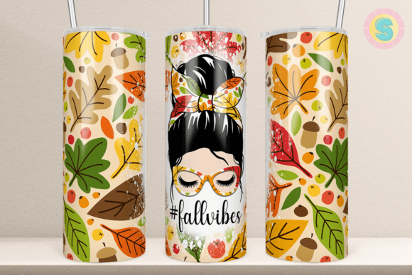 Fall Vibes Messy Bun Tumbler Wrap