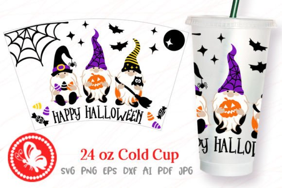 Gnomes Halloween 24 Oz Cold Cup Wrap