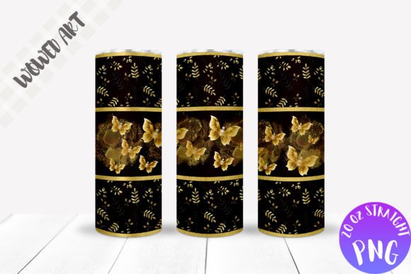 Gold Butterfly 20 Oz Skinny Tumbler Wrap