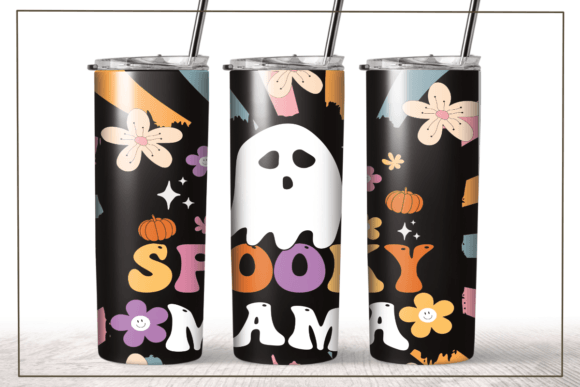 Groovy Ghost Spooky Mama Tumbler Wrap