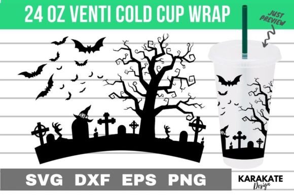 Halloween Grave 24 Oz Venti Cup Wrap