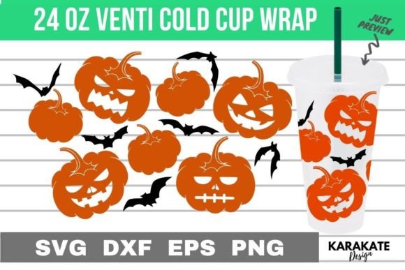 Halloween Pumpkin 24 Oz Venti Cup Wrap