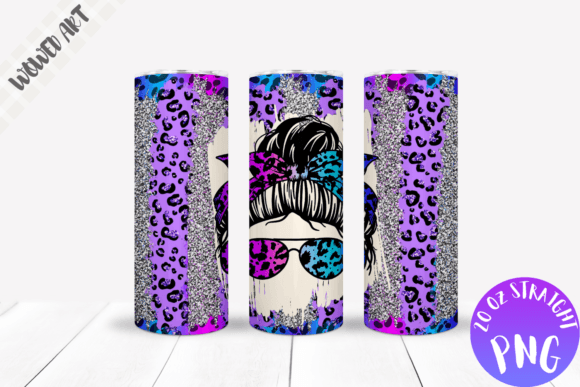 Leopard Messy Bun 20 Oz Tumbler Wrap