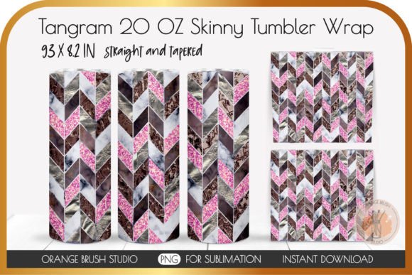 Pink Tangram Skinny Tumbler 20 Oz Wrap