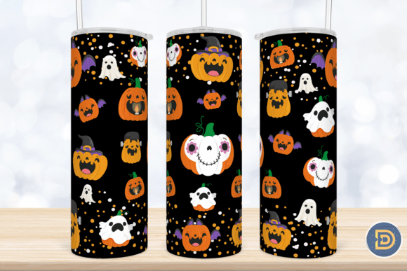 Pumpkin Halloween Glitter Tumbler Wrap