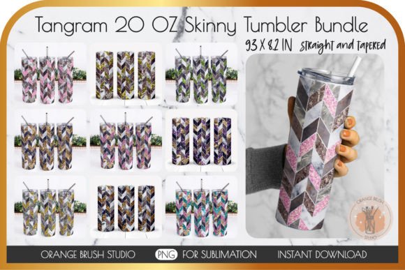 Tangram Skinny Tumbler Wrap PNG Bundle