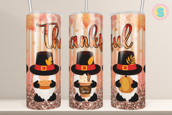 Thankful Gnome Tumbler Wrap Sublimation